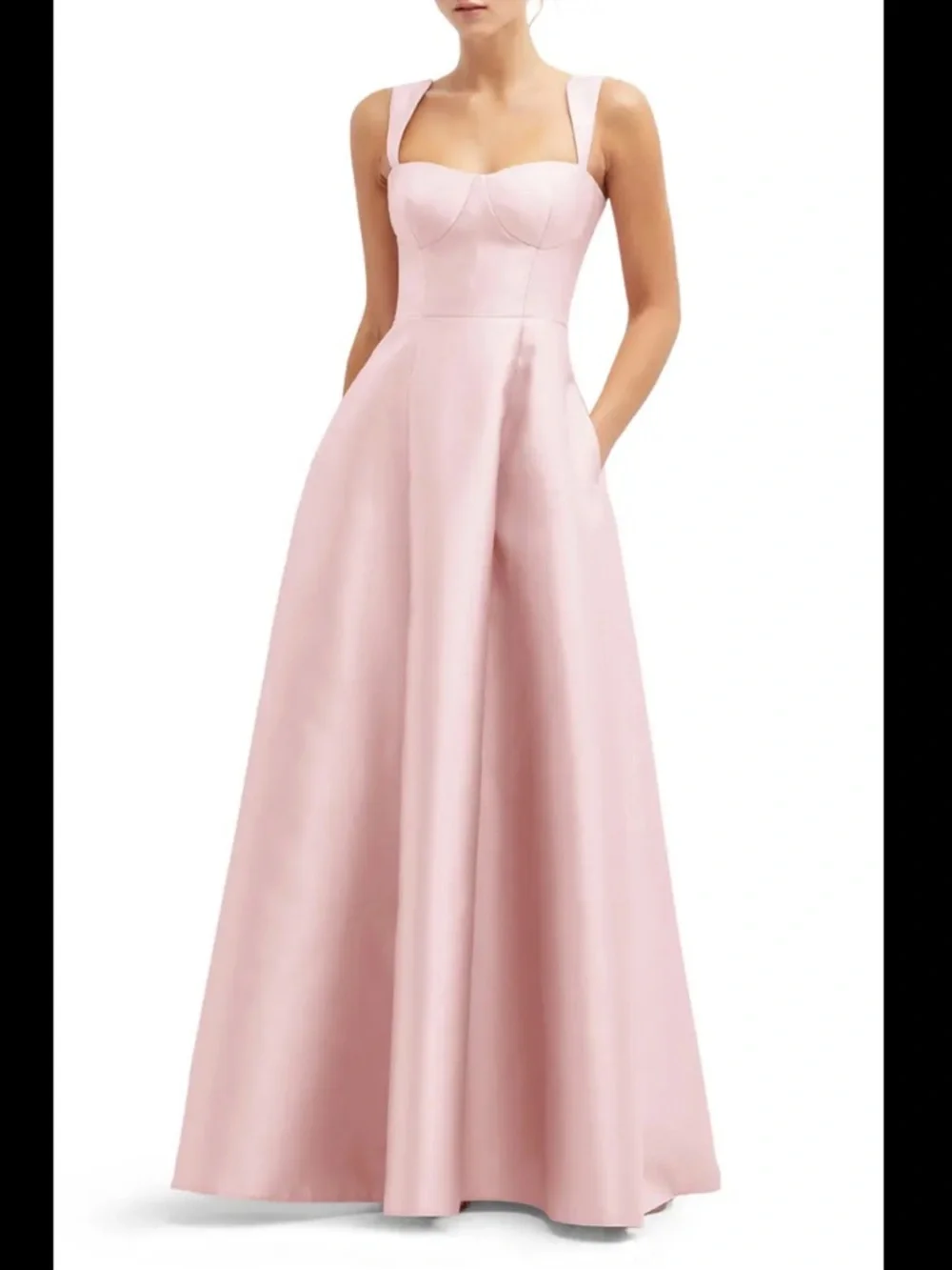 Alfred Sung Tie Back Ballet Pink Corset Gown Dress Long Formal Maxi Pastel 12 - Picture 1 of 16